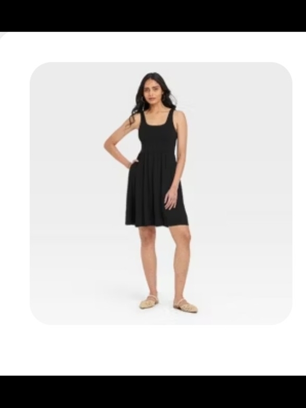 Women's Knit Mini Ballet Dress - A New Day Black Scoop Neck Sleeveless Nwt